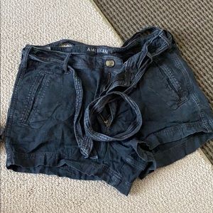 American Eagle black tie shorts
